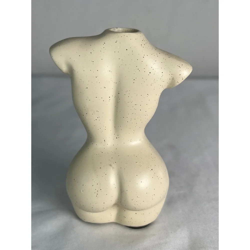 Speckled Unbranded Female Torso Bud Vase Unisex Small Cream Excellent